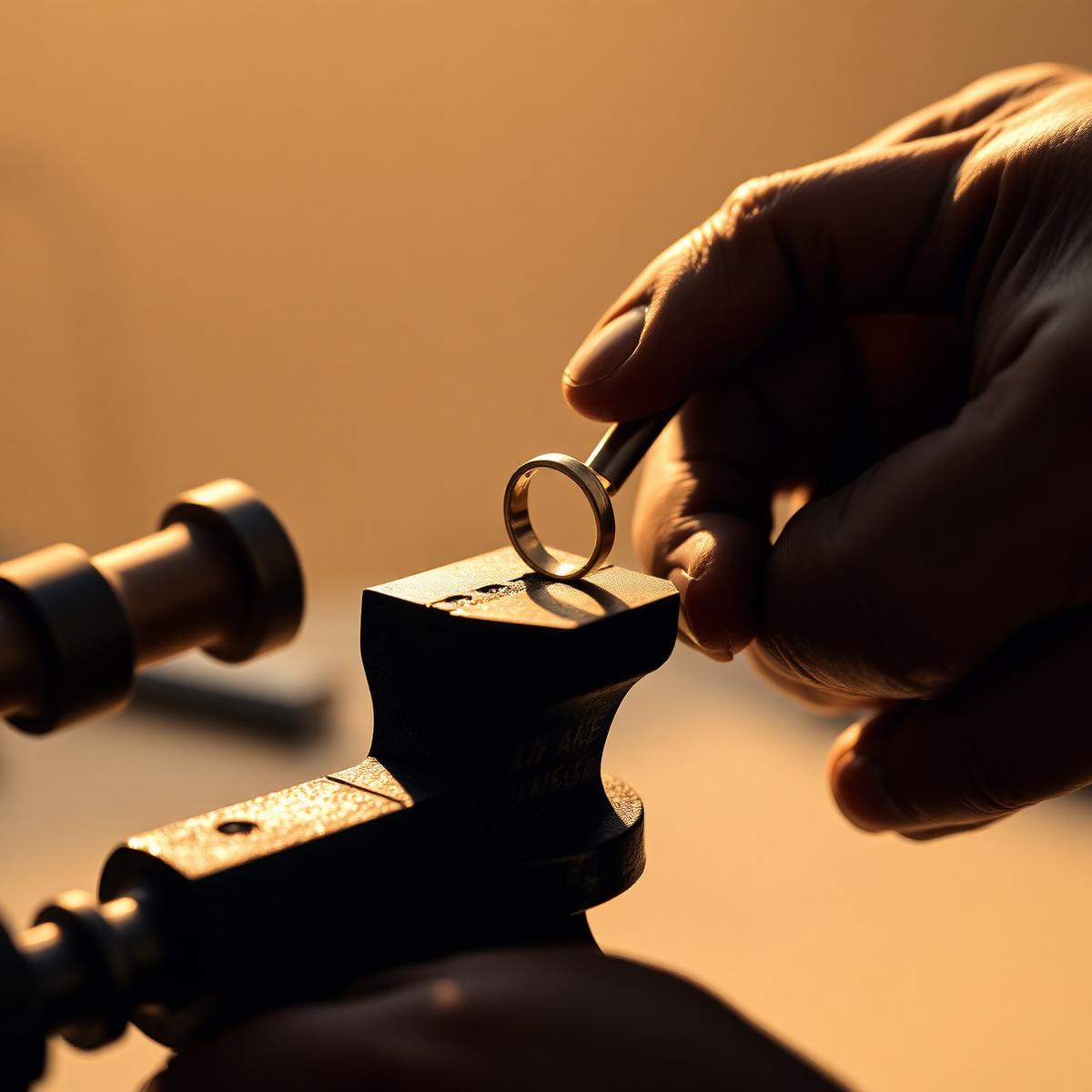 Hand resizing a gold ring