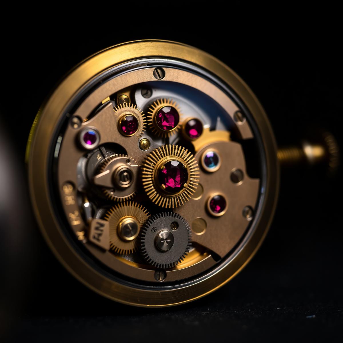 Vintage mechanical watch movement with ruby jewels